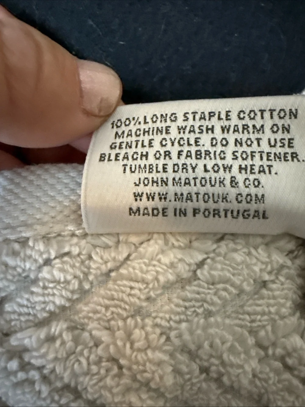 Matouk Seville Hand Towel 20x32”Marble Color Loose Braid Pattern 100% Cotton NWT